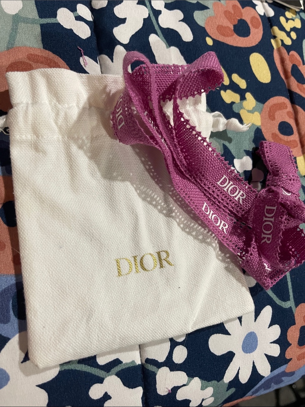 Dior dust bag and ribbon